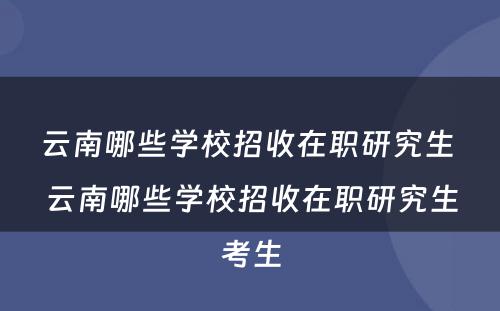 云南哪些学校招收在职研究生 云南哪些学校招收在职研究生考生