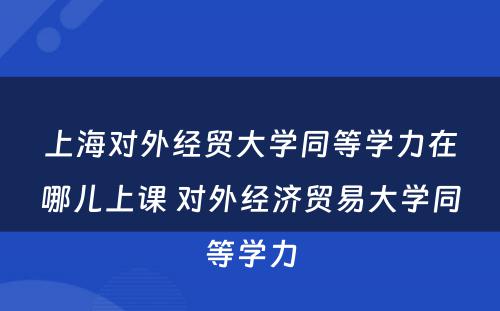 上海对外经贸大学同等学力在哪儿上课 对外经济贸易大学同等学力