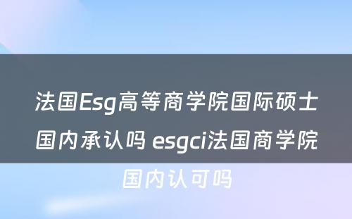 法国Esg高等商学院国际硕士国内承认吗 esgci法国商学院国内认可吗