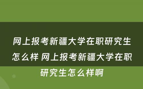 网上报考新疆大学在职研究生怎么样 网上报考新疆大学在职研究生怎么样啊