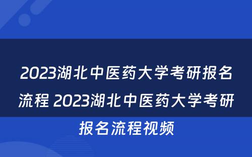 2023湖北中医药大学考研报名流程 2023湖北中医药大学考研报名流程视频