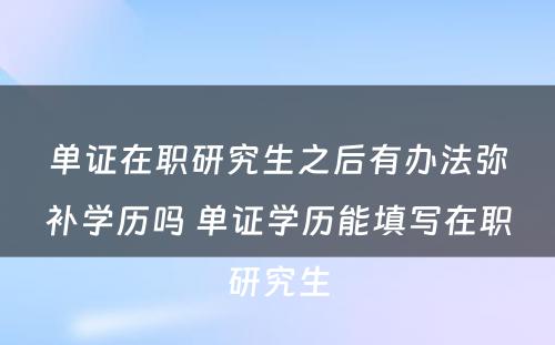 单证在职研究生之后有办法弥补学历吗 单证学历能填写在职研究生