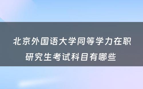 北京外国语大学同等学力在职研究生考试科目有哪些 