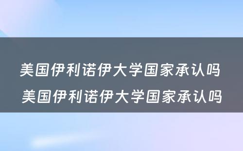 美国伊利诺伊大学国家承认吗 美国伊利诺伊大学国家承认吗