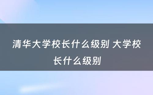 清华大学校长什么级别 大学校长什么级别