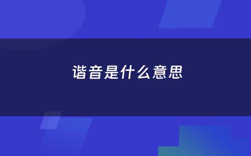  谐音是什么意思