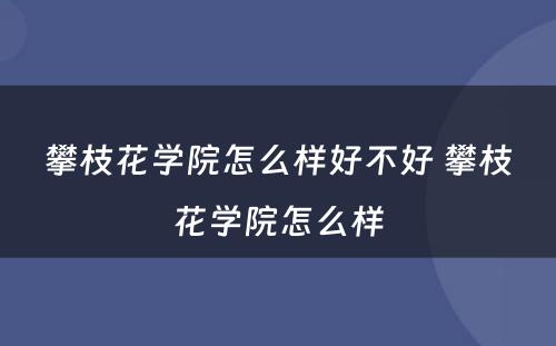 攀枝花学院怎么样好不好 攀枝花学院怎么样