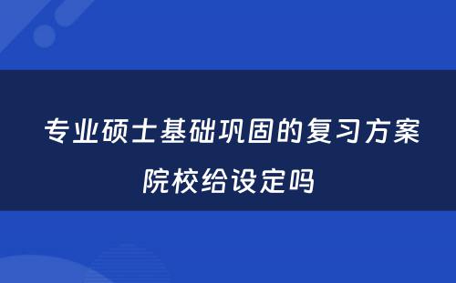  专业硕士基础巩固的复习方案院校给设定吗