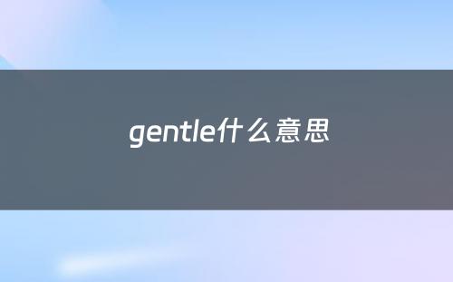  gentle什么意思