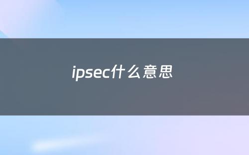 ipsec什么意思 