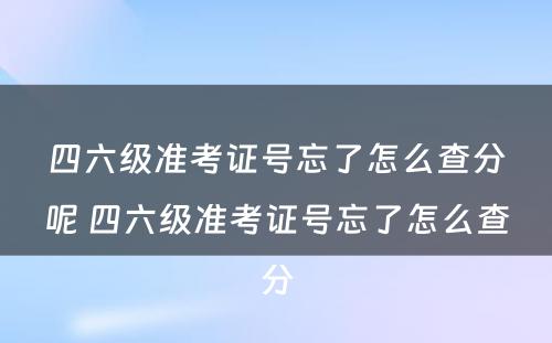 四六级准考证号忘了怎么查分呢 四六级准考证号忘了怎么查分