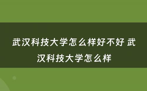 武汉科技大学怎么样好不好 武汉科技大学怎么样