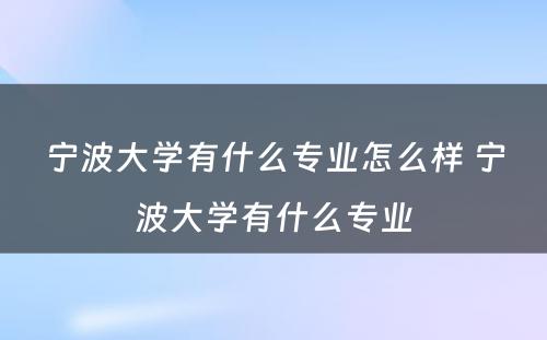 宁波大学有什么专业怎么样 宁波大学有什么专业