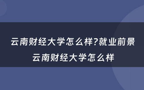 云南财经大学怎么样?就业前景 云南财经大学怎么样