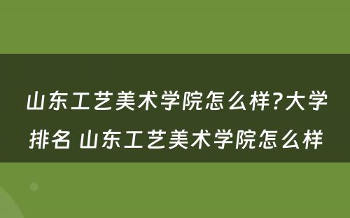 山东工艺美术学院怎么样?大学排名 山东工艺美术学院怎么样