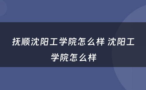 抚顺沈阳工学院怎么样 沈阳工学院怎么样