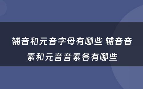 辅音和元音字母有哪些 辅音音素和元音音素各有哪些