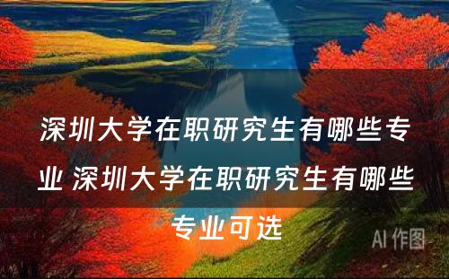 深圳大学在职研究生有哪些专业 深圳大学在职研究生有哪些专业可选