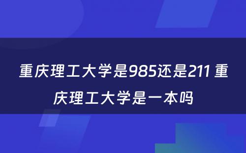 重庆理工大学是985还是211 重庆理工大学是一本吗