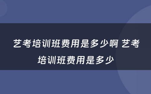 艺考培训班费用是多少啊 艺考培训班费用是多少