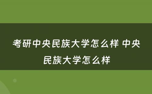 考研中央民族大学怎么样 中央民族大学怎么样