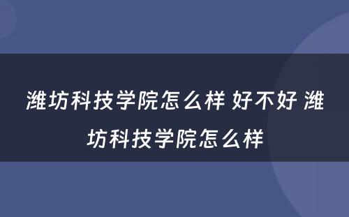 潍坊科技学院怎么样 好不好 潍坊科技学院怎么样