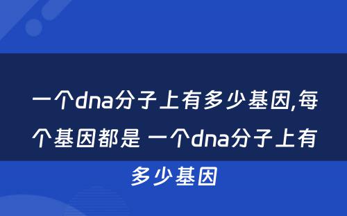 一个dna分子上有多少基因,每个基因都是 一个dna分子上有多少基因