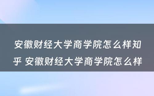 安徽财经大学商学院怎么样知乎 安徽财经大学商学院怎么样