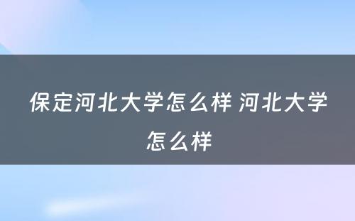 保定河北大学怎么样 河北大学怎么样