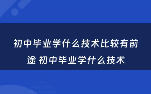 初中毕业学什么技术比较有前途 初中毕业学什么技术