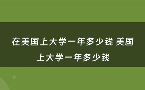 在美国上大学一年多少钱 美国上大学一年多少钱