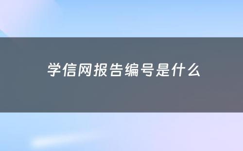  学信网报告编号是什么