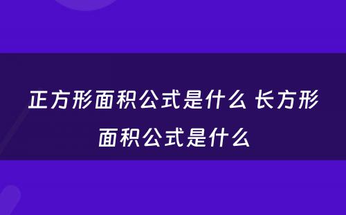 正方形面积公式是什么 长方形面积公式是什么