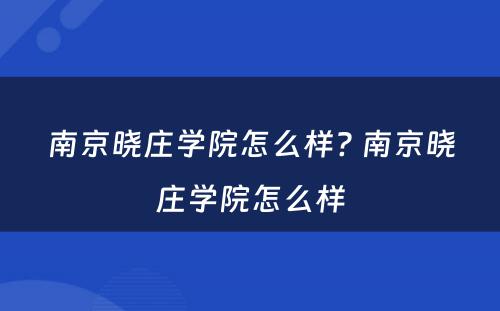 南京晓庄学院怎么样? 南京晓庄学院怎么样