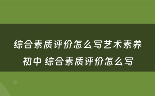 综合素质评价怎么写艺术素养初中 综合素质评价怎么写