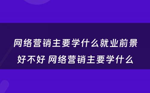 网络营销主要学什么就业前景好不好 网络营销主要学什么