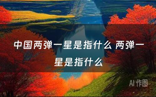 中国两弹一星是指什么 两弹一星是指什么