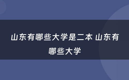 山东有哪些大学是二本 山东有哪些大学