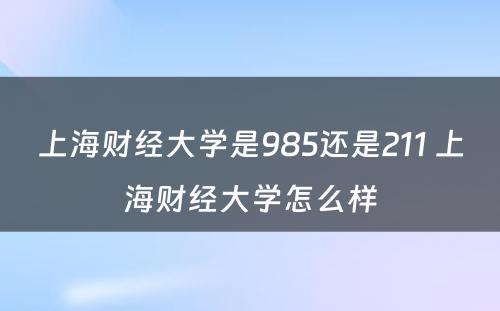 上海财经大学是985还是211 上海财经大学怎么样