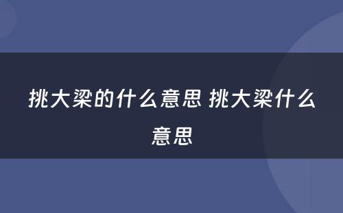 挑大梁的什么意思 挑大梁什么意思