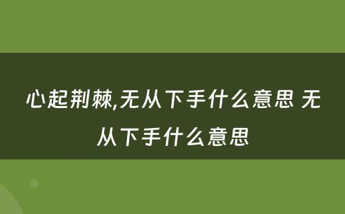 心起荆棘,无从下手什么意思 无从下手什么意思