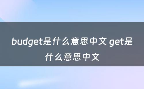 budget是什么意思中文 get是什么意思中文
