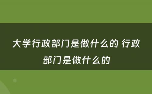 大学行政部门是做什么的 行政部门是做什么的