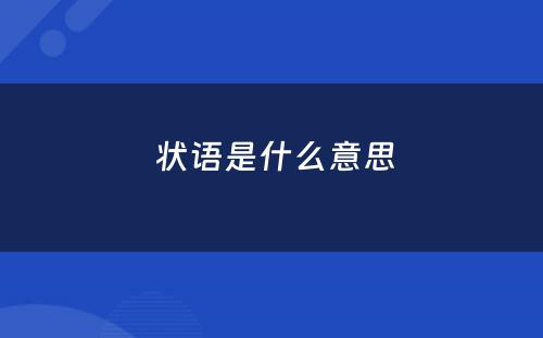  状语是什么意思