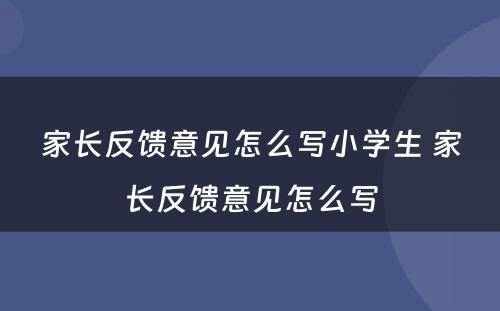 家长反馈意见怎么写小学生 家长反馈意见怎么写