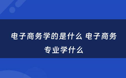 电子商务学的是什么 电子商务专业学什么