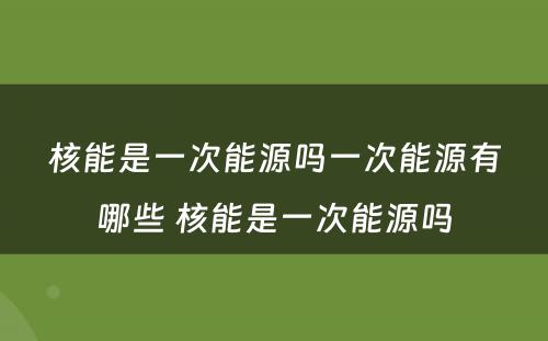 核能是一次能源吗一次能源有哪些 核能是一次能源吗