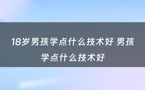 18岁男孩学点什么技术好 男孩学点什么技术好