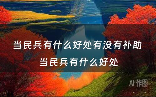 当民兵有什么好处有没有补助 当民兵有什么好处