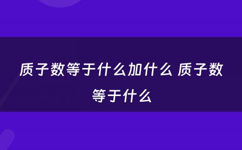 质子数等于什么加什么 质子数等于什么